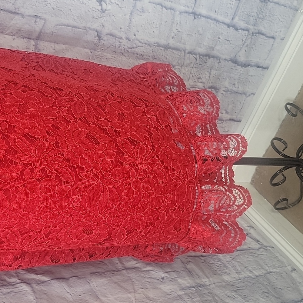 DONNA RICCO Detailed Red Lace Dress Size 10 - Picture 3 of 8